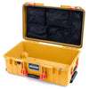 Pelican 1535 Air Case, Yellow with Orange Handles & Push-Button Latches Mesh Lid Organizer Only ColorCase 015350-0100-240-150