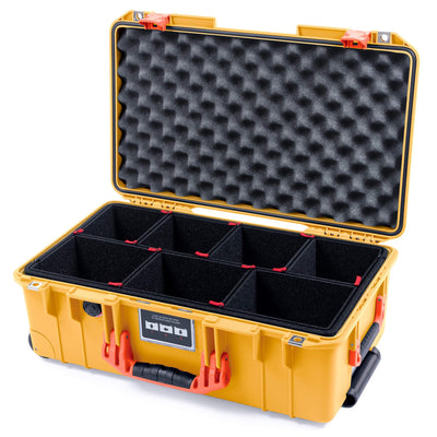 Pelican 1535 Air Case, Yellow with Orange Handles & Push-Button Latches TrekPak Divider System with Convolute Lid Foam ColorCase 015350-0020-240-150