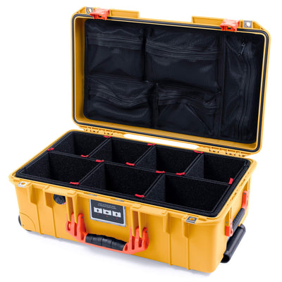 Pelican 1535 Air Case, Yellow with Orange Handles & Push-Button Latches TrekPak Divider System with Mesh Lid Organizer ColorCase 015350-0120-240-150