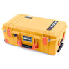 Pelican 1535 Air Case, Yellow with Orange Handles, Push-Button Latches & Trolley ColorCase