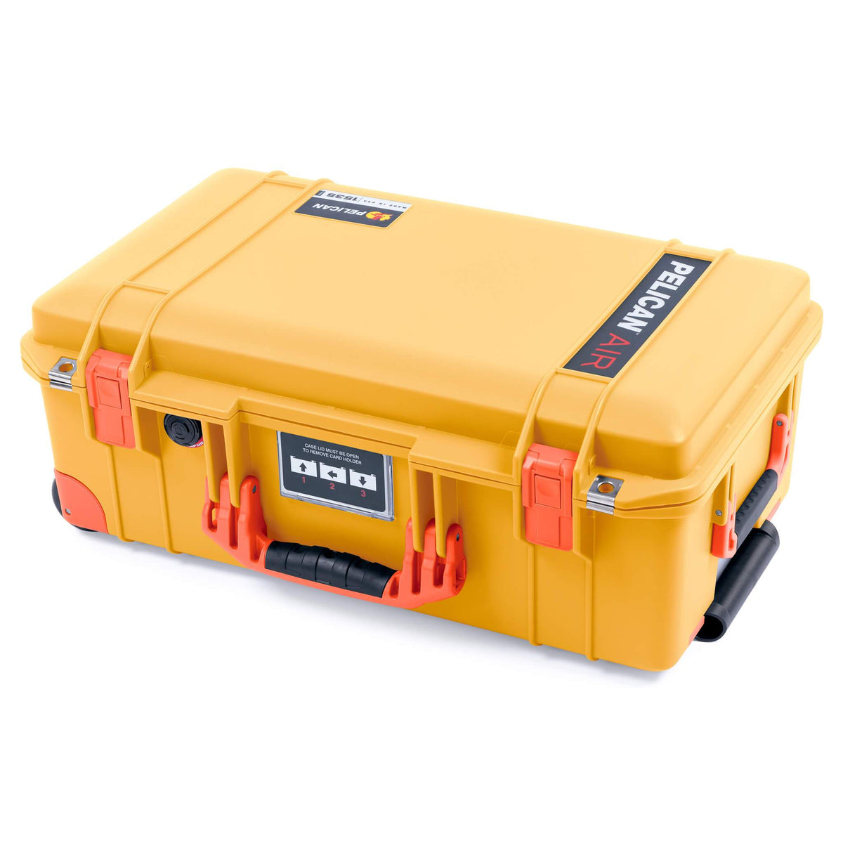 Pelican 1535 Air Case, Yellow with Orange Handles, Push-Button Latches &amp; Trolley ColorCase 
