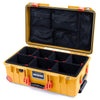 Pelican 1535 Air Case, Yellow with Orange Handles, Push-Button Latches & Trolley TrekPak Divider System with Mesh Lid Organizer ColorCase 015350-0120-240-150-150