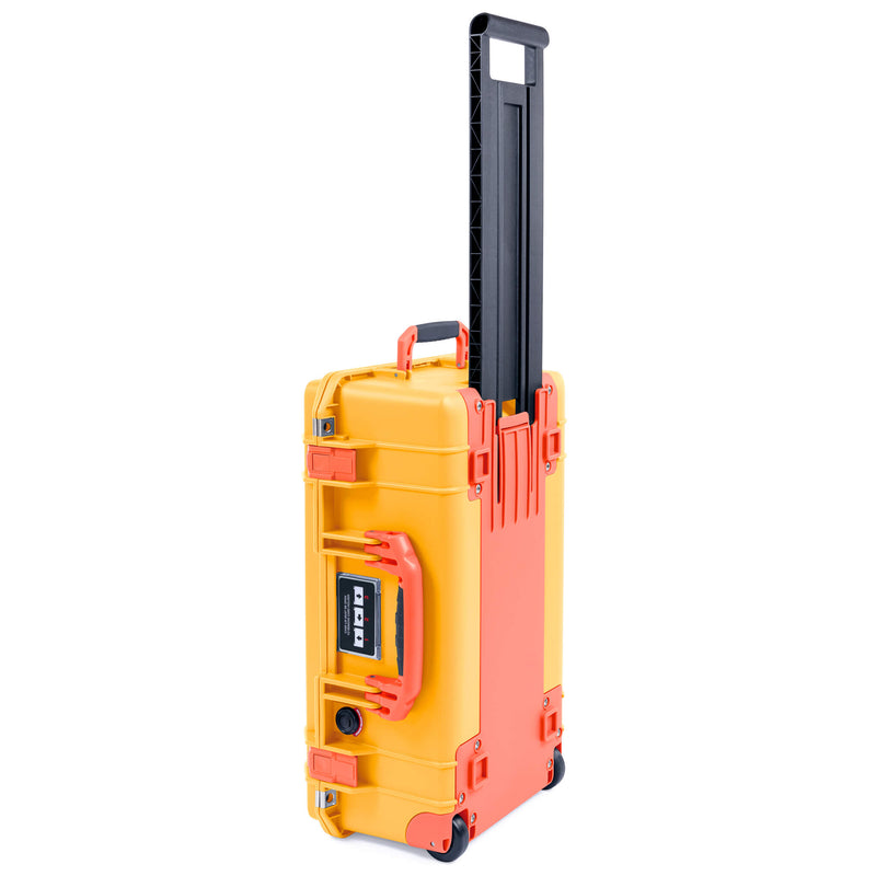 Pelican 1535 Air Case, Yellow with Orange Handles, Push-Button Latches & Trolley ColorCase 
