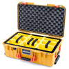 Pelican 1535 Air Case, Yellow with Orange Handles & Push-Button Latches Yellow Padded Microfiber Dividers with Convolute Lid Foam ColorCase 015350-0010-240-150