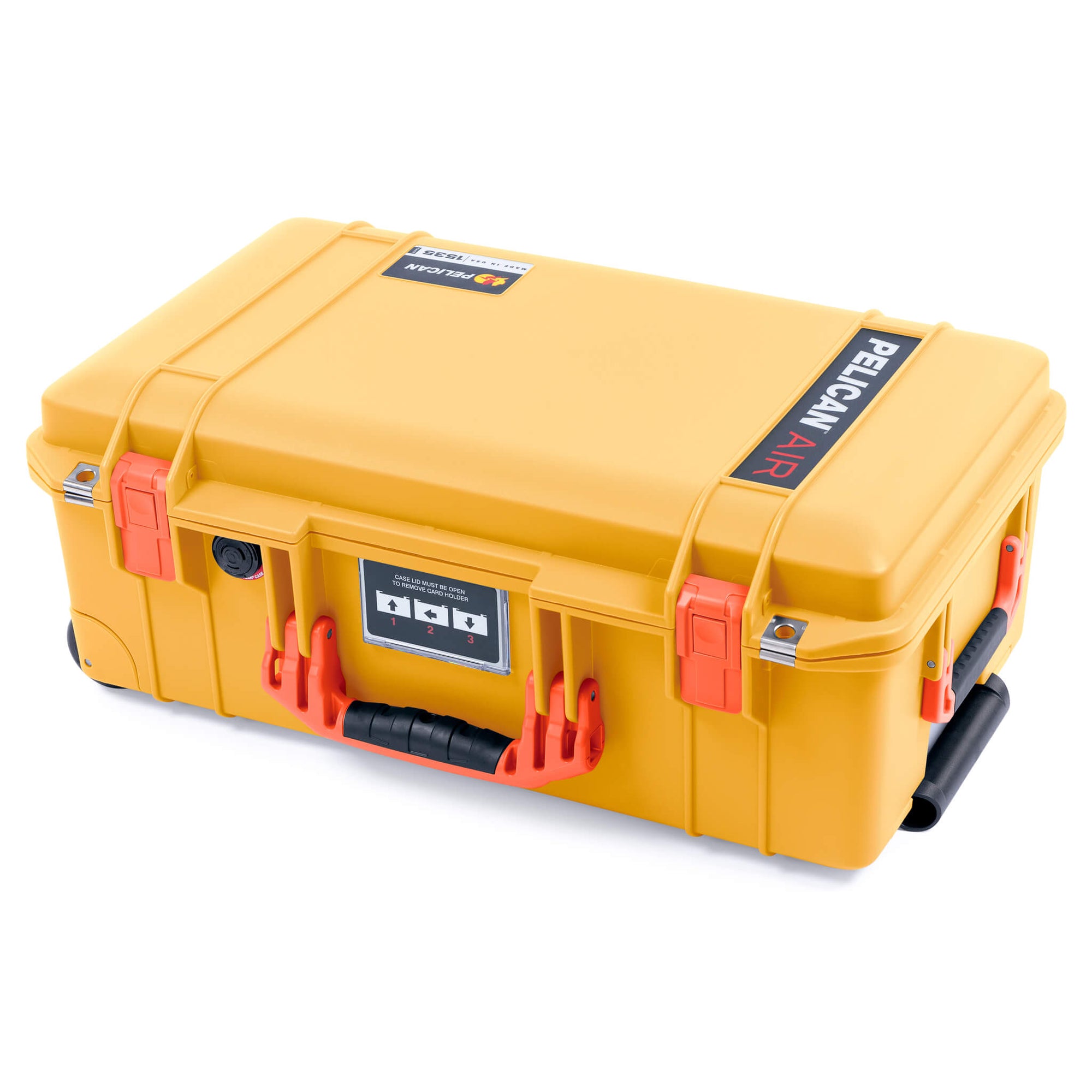 Pelican 1535 Air Case, Yellow with Orange Handles & Push-Button Latches ColorCase 