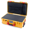 Pelican 1535 Air Case, Yellow with Red Handles & Latches Pick & Pluck Foam with Computer Pouch ColorCase 015350-0201-240-320