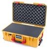 Pelican 1535 Air Case, Yellow with Red Handles & Latches Pick & Pluck Foam with Convolute Lid Foam ColorCase 015350-0001-240-320