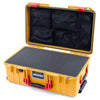 Pelican 1535 Air Case, Yellow with Red Handles & Latches Pick & Pluck Foam with Mesh Lid Organizer ColorCase 015350-0101-240-320