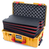Pelican 1535 Air Case, Yellow with Red Handles & Latches Custom Tool Kit (4 Foam Inserts with Convolute Lid Foam) ColorCase 015350-0060-240-320