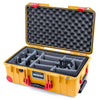 Pelican 1535 Air Case, Yellow with Red Handles, Latches & Trolley Gray Padded Microfiber Dividers with Convolute Lid Foam ColorCase 015350-0070-240-320-320