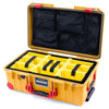 Pelican 1535 Air Case, Yellow with Red Handles, Latches & Trolley Yellow Padded Microfiber Dividers with Mesh Lid Organizer ColorCase 015350-0110-240-320-320