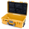 Pelican 1535 Air Case, Yellow with Silver Handles & Push-Button Latches Mesh Lid Organizer Only ColorCase 015350-0100-240-180