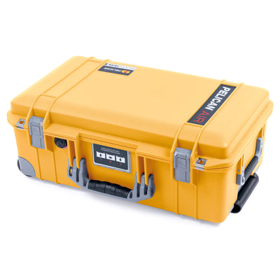 Pelican 1535 Air Case, Yellow with Silver Handles, Push-Button Latches & Trolley ColorCase