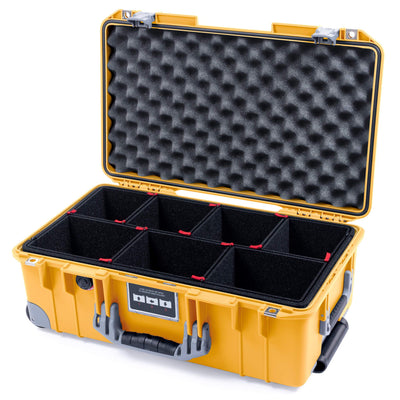 Pelican 1535 Air Case, Yellow with Silver Handles, Push-Button Latches & Trolley TrekPak Divider System with Convolute Lid Foam ColorCase 015350-0020-240-180-180