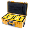 Pelican 1535 Air Case, Yellow with Silver Handles, Push-Button Latches & Trolley Yellow Padded Microfiber Dividers with Computer Pouch ColorCase 015350-0210-240-180-180