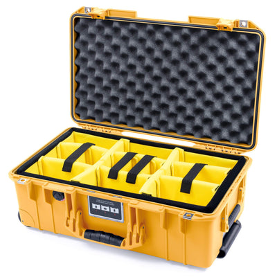 Pelican 1535 Air Case, Yellow, Push-Button Latches Yellow Padded Microfiber Dividers with Convolute Lid Foam ColorCase 015350-0010-240-240