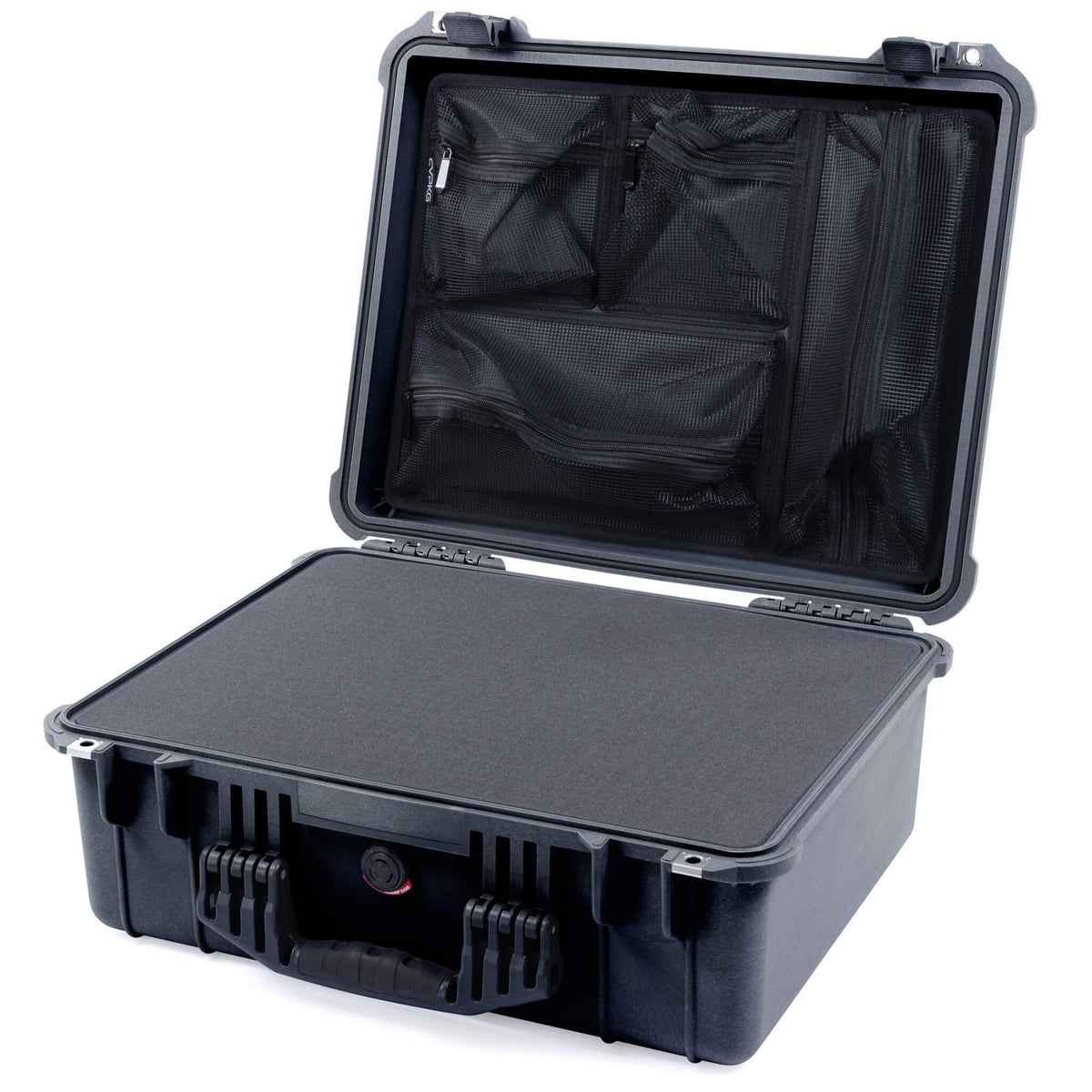 Pelican 1550 Case, Black Pick &amp; Pluck Foam with Mesh Lid Organizer ColorCase 015500-0101-110-110