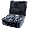 Pelican 1550 Case, Black Gray Padded Microfiber Dividers with Mesh Lid Organizer ColorCase 015500-0170-110-110