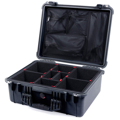 Pelican 1550 Case, Black TrekPak Divider System with Mesh Lid Organizer ColorCase 015500-0120-110-110