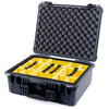 Pelican 1550 Case, Black Yellow Padded Microfiber Dividers with Convolute Lid Foam ColorCase 015500-0010-110-110