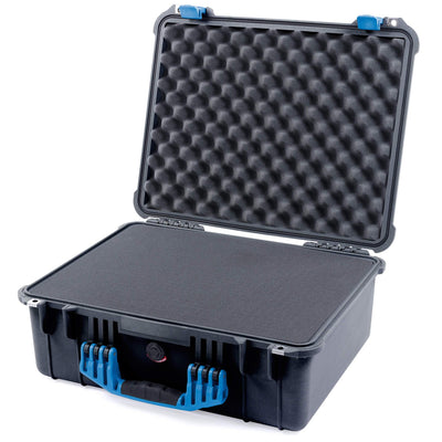 Pelican 1550 Case, Black with Blue Handle & Latches Pick & Pluck Foam with Convolute Lid Foam ColorCase 015500-0001-110-120