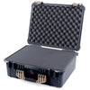 Pelican 1550 Case, Black with Desert Tan Handle & Latches Pick & Pluck Foam with Convolute Lid Foam ColorCase 015500-0001-110-310