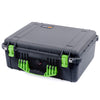 Pelican 1550 Case, Black with Lime Green Handle & Latches ColorCase