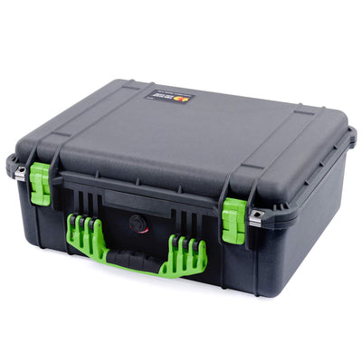 Pelican 1550 Case, Black with Lime Green Handle & Latches ColorCase