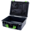 Pelican 1550 Case, Black with Lime Green Handle & Latches Mesh Lid Organizer Only ColorCase 015500-0100-110-300