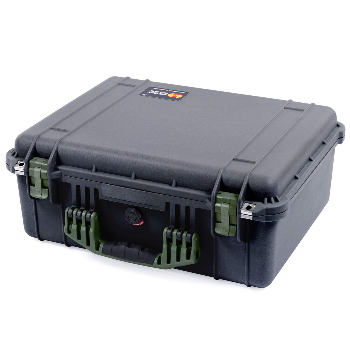 Pelican 1550 Case, Black with OD Green Handle &amp; Latches ColorCase 