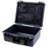 Pelican 1550 Case, Black with OD Green Handle & Latches Mesh Lid Organizer Only ColorCase 015500-0100-110-130