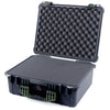 Pelican 1550 Case, Black with OD Green Handle & Latches Pick & Pluck Foam with Convolute Lid Foam ColorCase 015500-0001-110-130