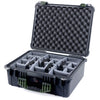 Pelican 1550 Case, Black with OD Green Handle & Latches Gray Padded Microfiber Dividers with Convolute Lid Foam ColorCase 015500-0070-110-130