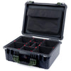 Pelican 1550 Case, Black with OD Green Handle & Latches TrekPak Divider System with Computer Pouch ColorCase 015500-0220-110-130