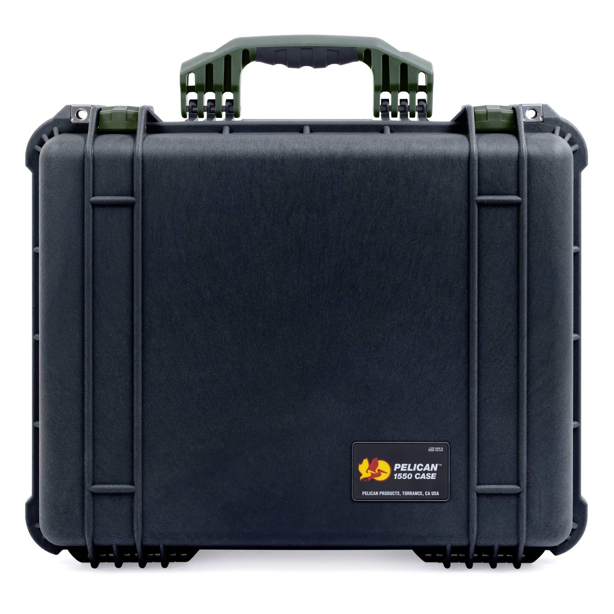 Pelican 1550 Case, Black with OD Green Handle & Latches ColorCase 