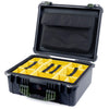 Pelican 1550 Case, Black with OD Green Handle & Latches Yellow Padded Microfiber Dividers with Computer Pouch ColorCase 015500-0210-110-130