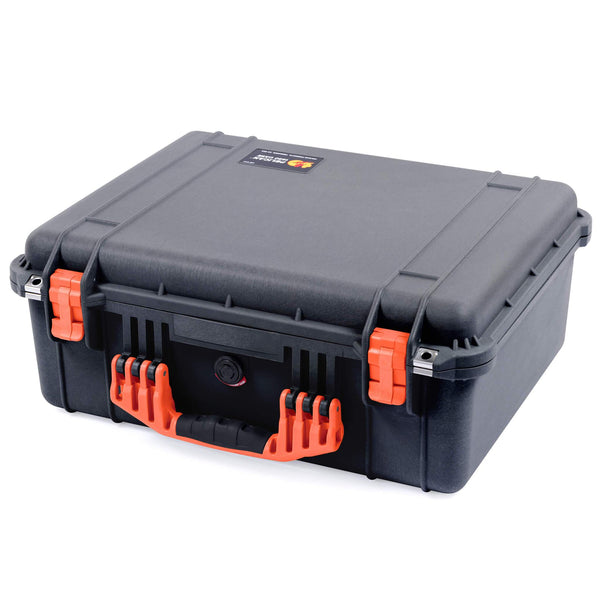 Pelican 1550 Case, Black with Orange Handle & Latches - ColorCase