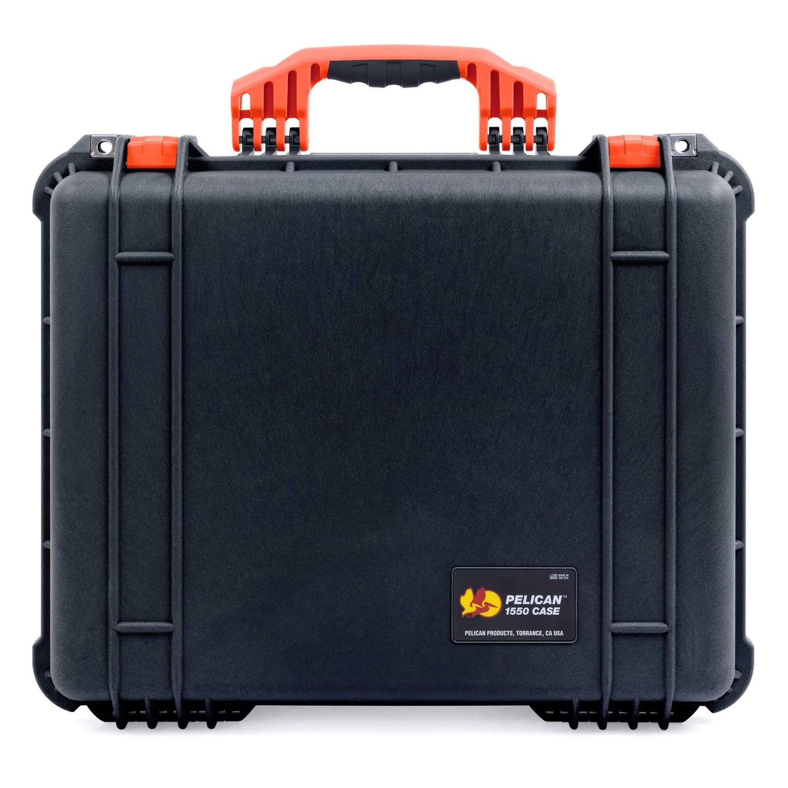 Pelican 1550 Case, Black with Orange Handle & Latches ColorCase 