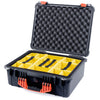 Pelican 1550 Case, Black with Orange Handle & Latches Yellow Padded Microfiber Dividers with Convolute Lid Foam ColorCase 015500-0010-110-150