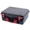 Pelican 1550 Case, Black with Red Handle & Latches ColorCase