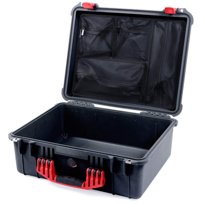 Pelican 1550 Case, Black with Red Handle & Latches Mesh Lid Organizer Only ColorCase 015500-0100-110-320