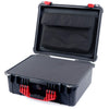 Pelican 1550 Case, Black with Red Handle & Latches Pick & Pluck Foam with Computer Pouch ColorCase 015500-0201-110-320