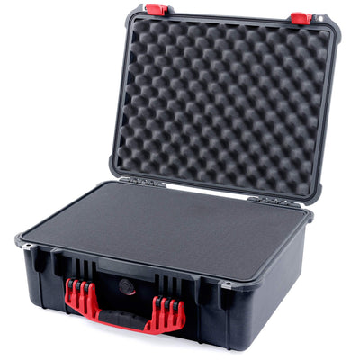 Pelican 1550 Case, Black with Red Handle & Latches Pick & Pluck Foam with Convolute Lid Foam ColorCase 015500-0001-110-320