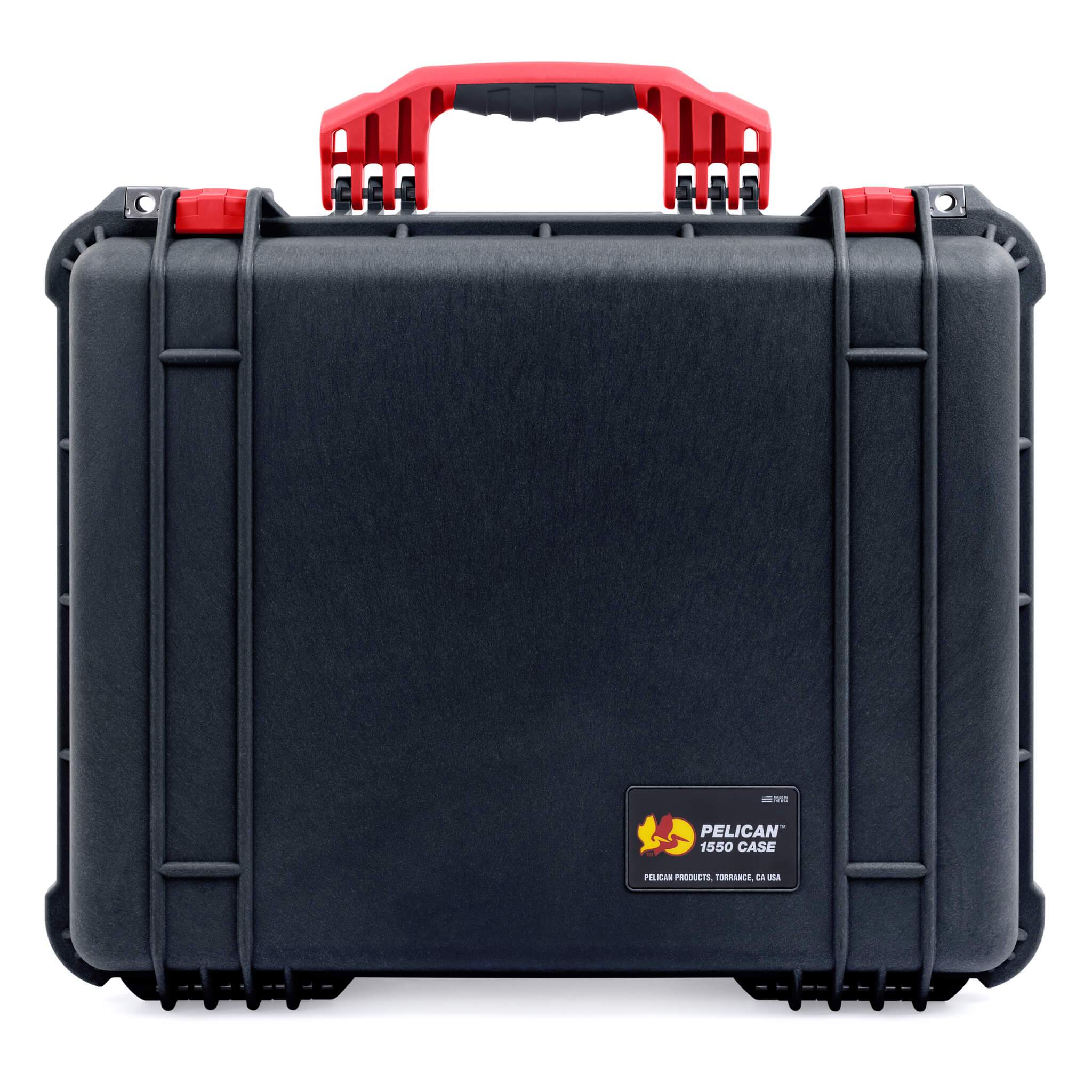Pelican 1550 Case, Black with Red Handle & Latches - ColorCase