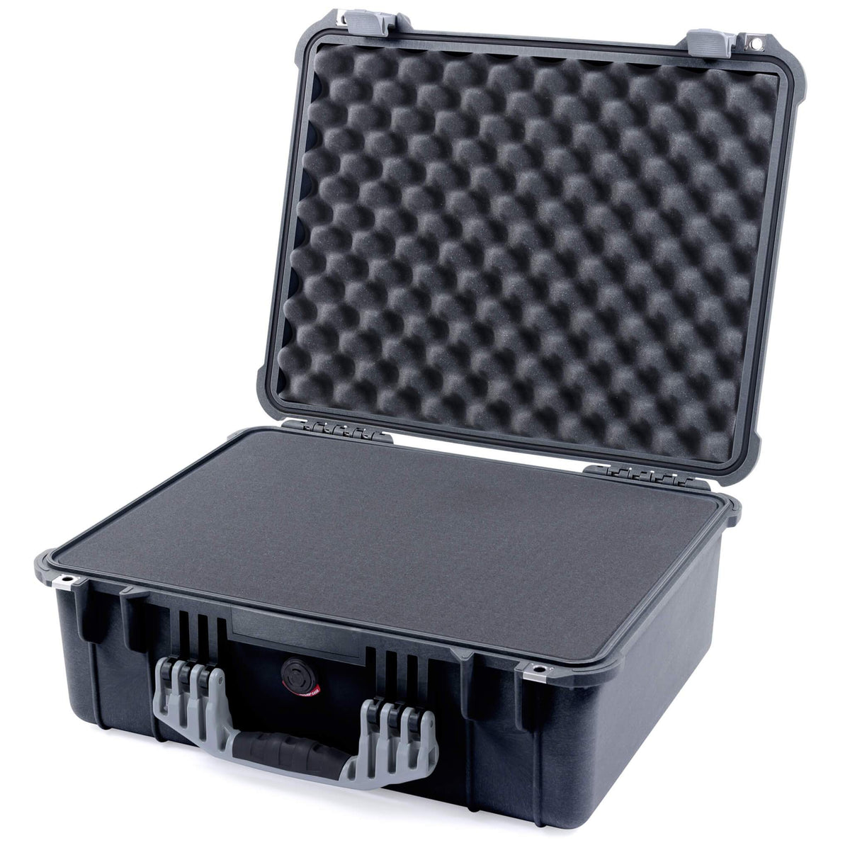 Pelican 1550 Case, Black with Silver Handle &amp; Latches Pick &amp; Pluck Foam with Convolute Lid Foam ColorCase 015500-0001-110-180