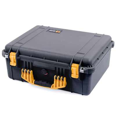 Pelican 1550 Case, Black with Yellow Handle & Latches ColorCase