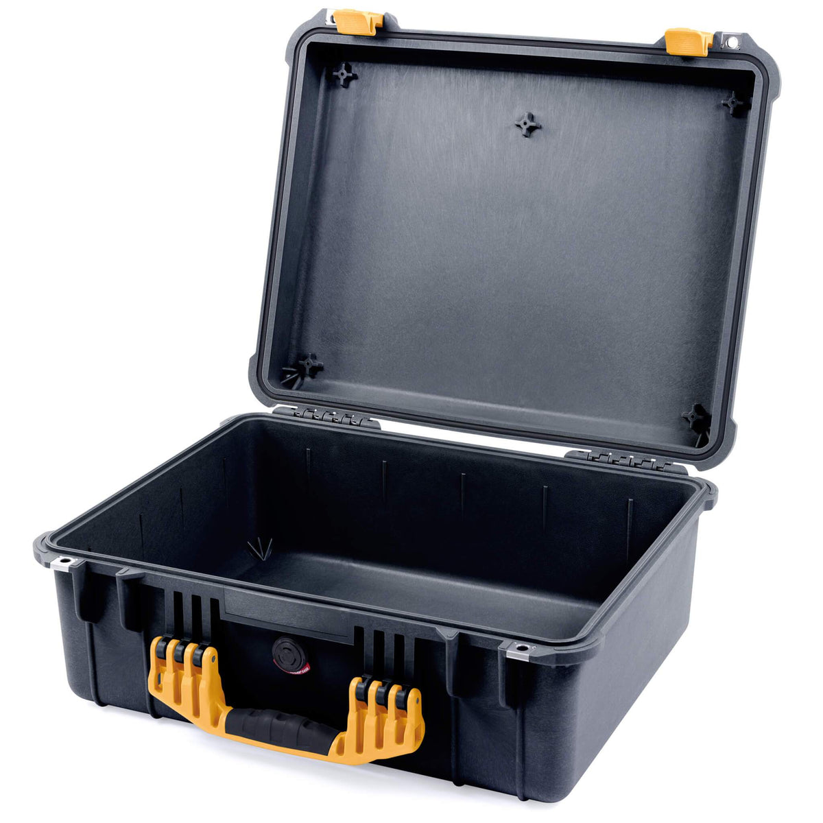 Pelican 1550 Case, Black with Yellow Handle &amp; Latches None (Case Only) ColorCase 015500-0000-110-240