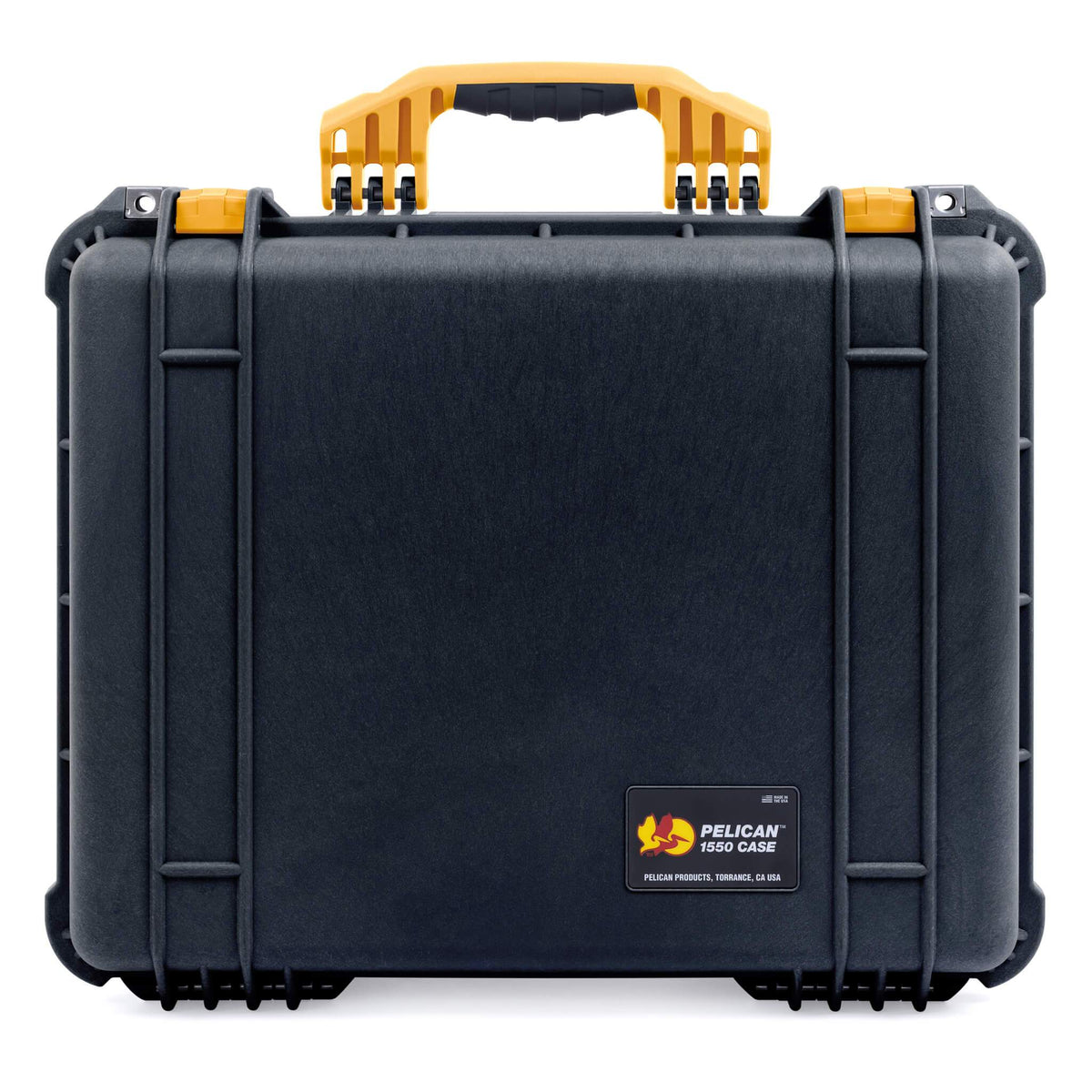 Pelican 1550 Case, Black with Yellow Handle &amp; Latches ColorCase 