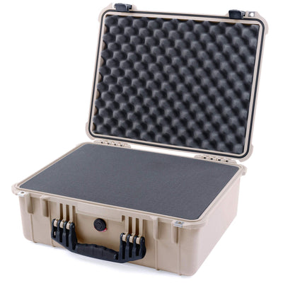 Pelican 1550 Case, Desert Tan with Black Handle & Latches Pick & Pluck Foam with Convolute Lid Foam ColorCase 015500-0001-310-110