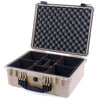 Pelican 1550 Case, Desert Tan with Black Handle & Latches TrekPak Divider System with Convolute Lid Foam ColorCase 015500-0020-310-110